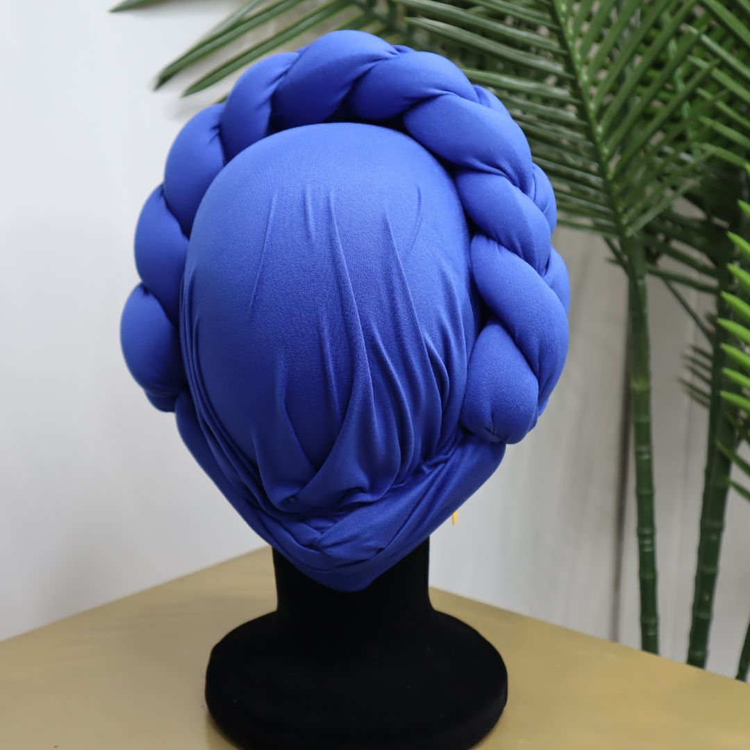 Light Blue Braided Turban Pre-Tied Headwrap