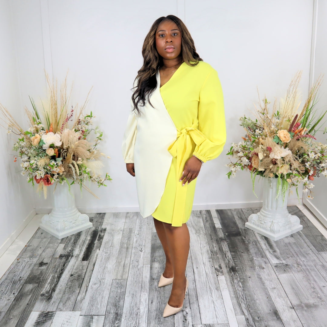 Lemon Crème Wrap Dress