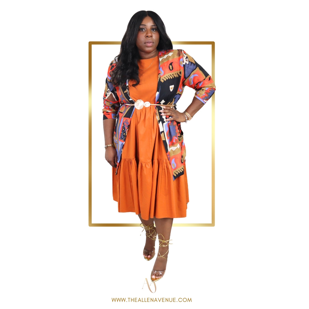 Orange you glad its Tiered Pleated Dress
