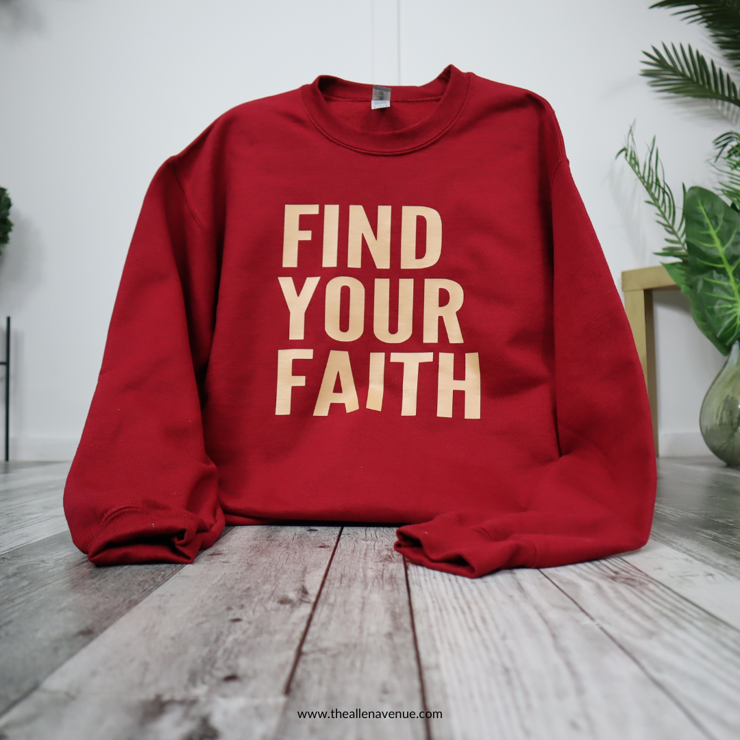 Find Your Faith Crewneck Unisex Sweater - Garnet