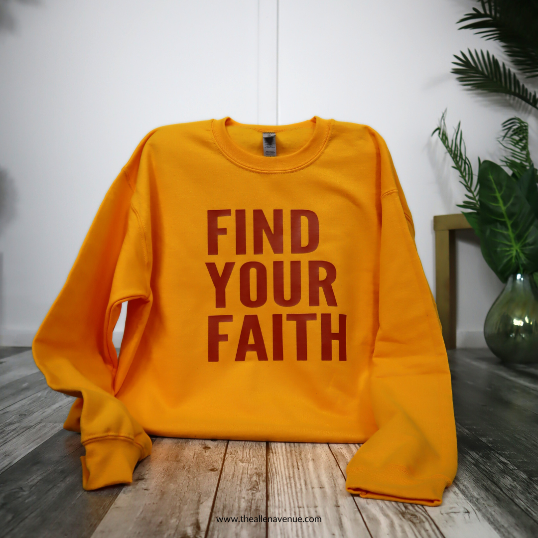 Find Your Faith Crewneck Unisex Sweater - Golden