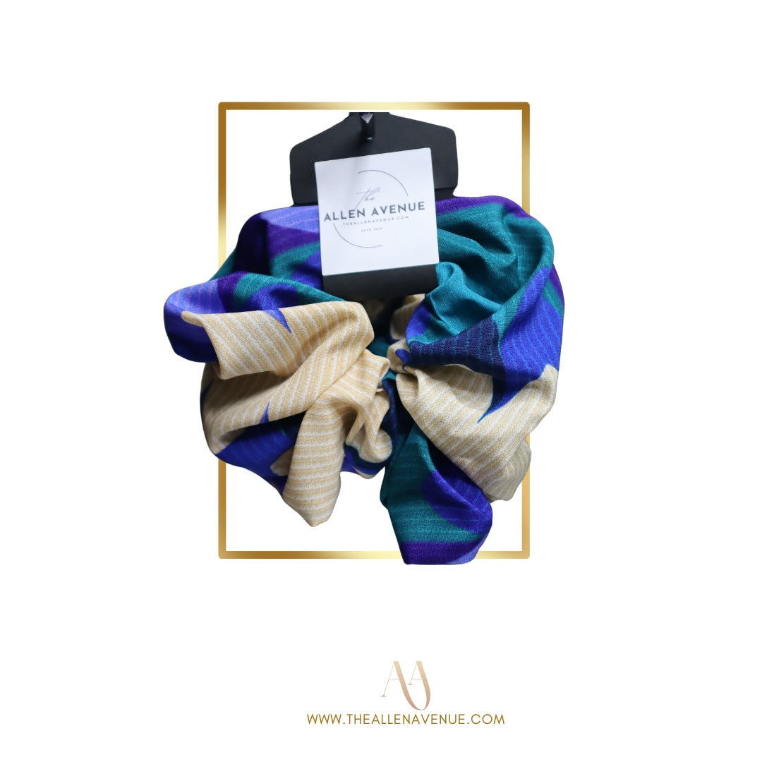 Blue Ivory Hair Scrunchie