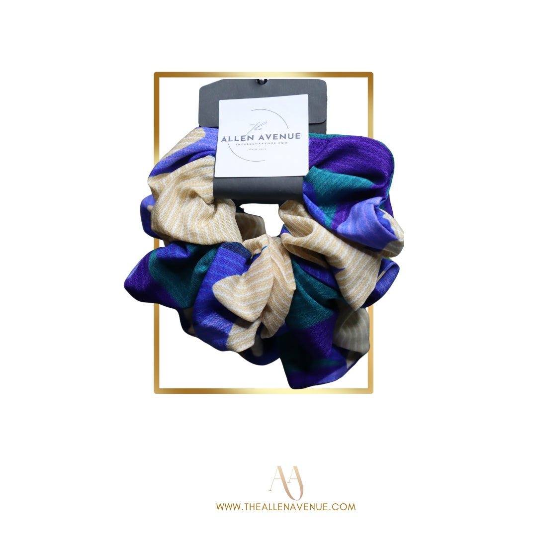 Blue Ivory Hair Scrunchie