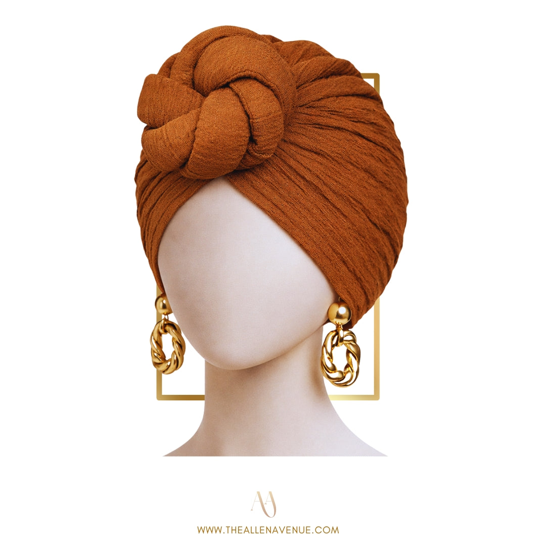 Brown Pre-Tied TopKnot Headwrap