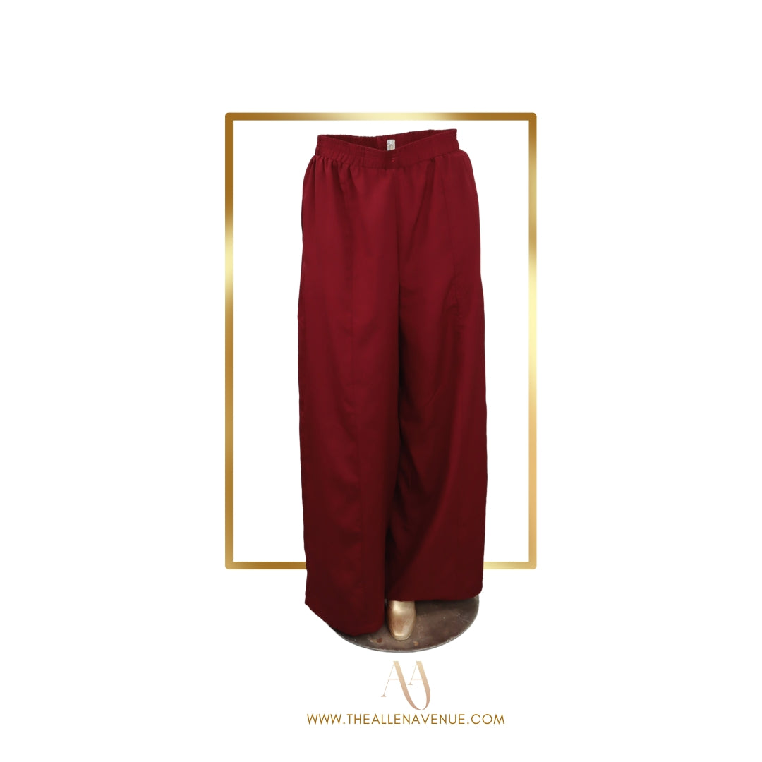 Burgundy High-Waist Wide Leg Pants