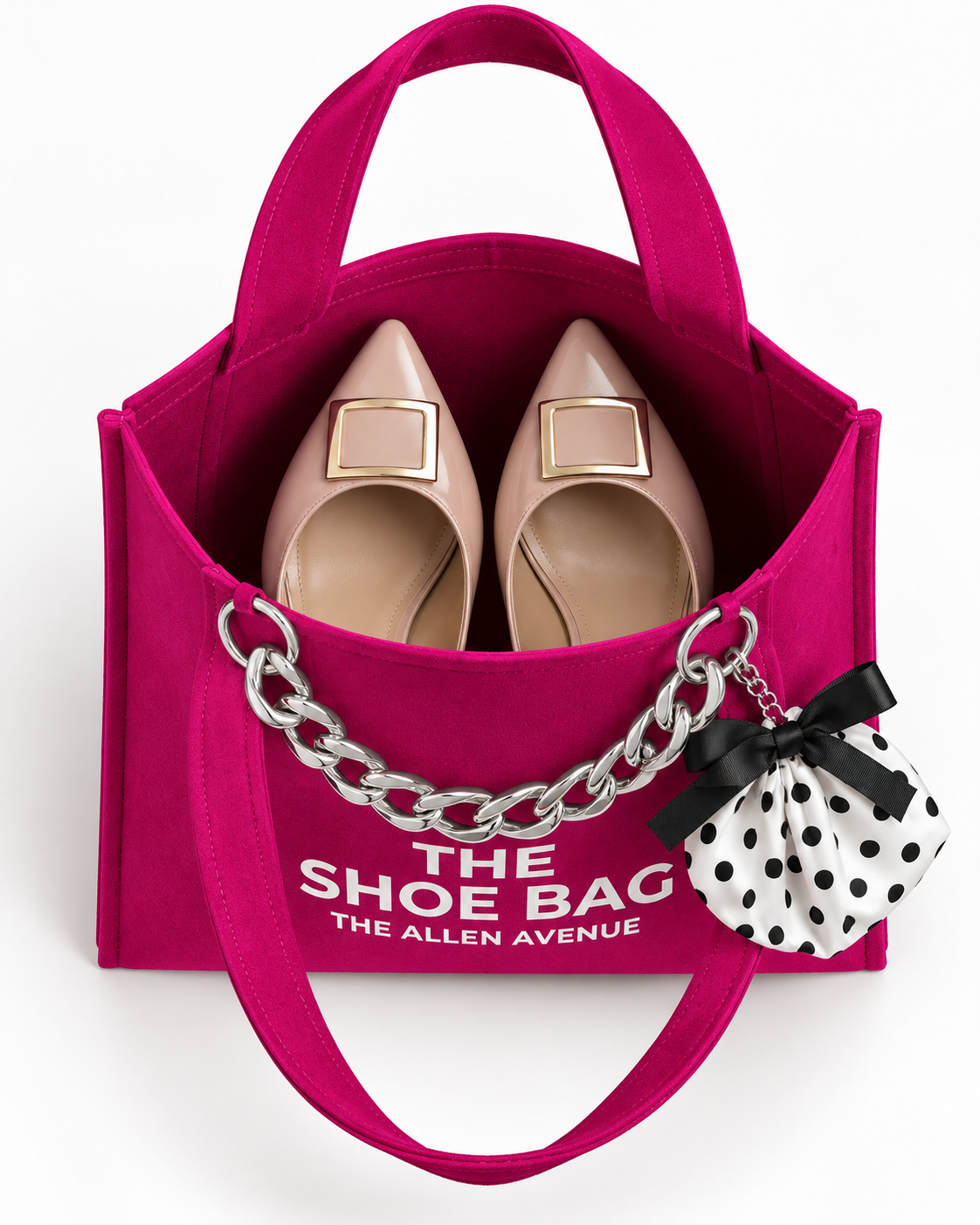 The Shoe Bag - Fushia Polka Dots | Small