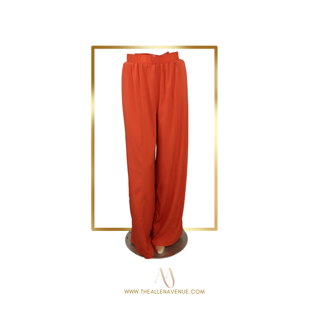 Orange High-Waist Wide Leg Pants