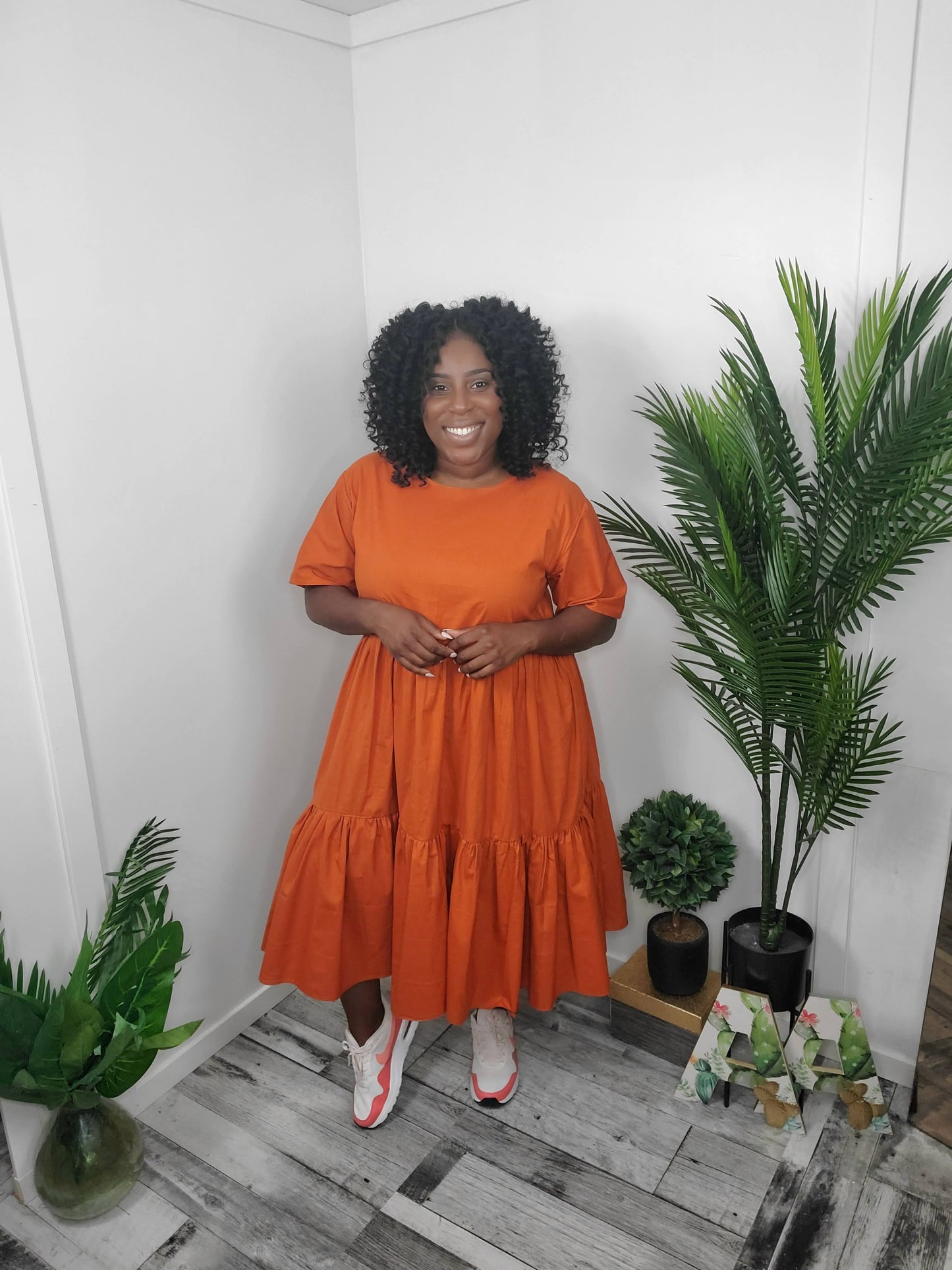 Orange you glad its Tiered Pleated Tier Dress