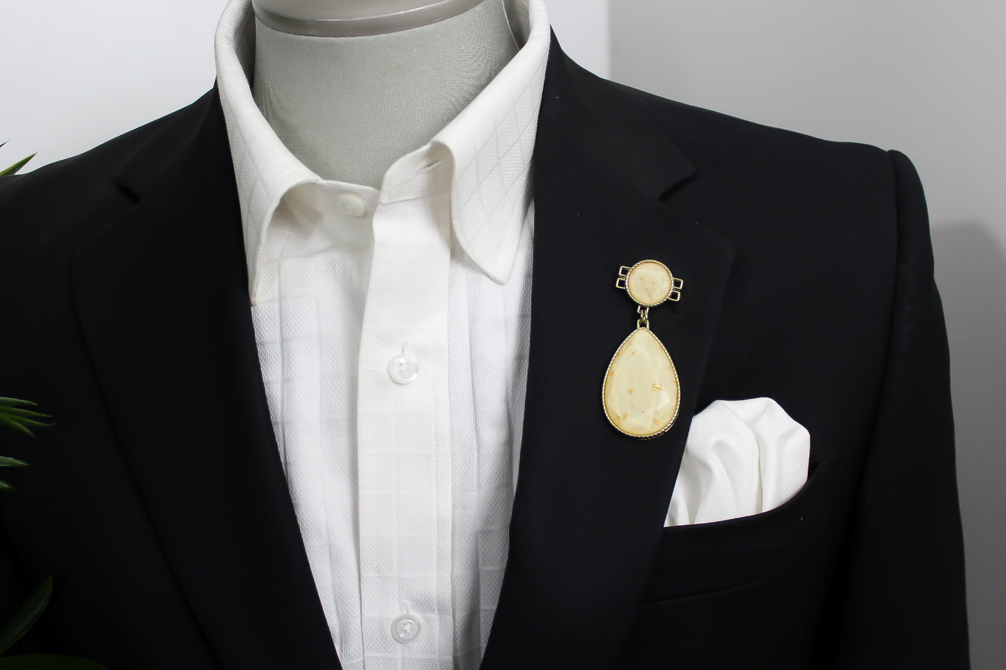 Golden Teardrop Hanging Lapel Pin