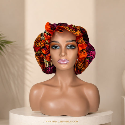 Sunset Rouge Double Lined Silk Hair Bonnet
