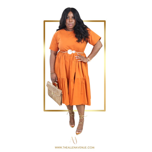 Orange you glad its Tiered Pleated Dress