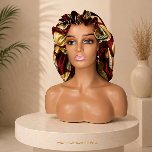 Bordeaux Luxe Double Lined Satin Hair Bonnet - XL