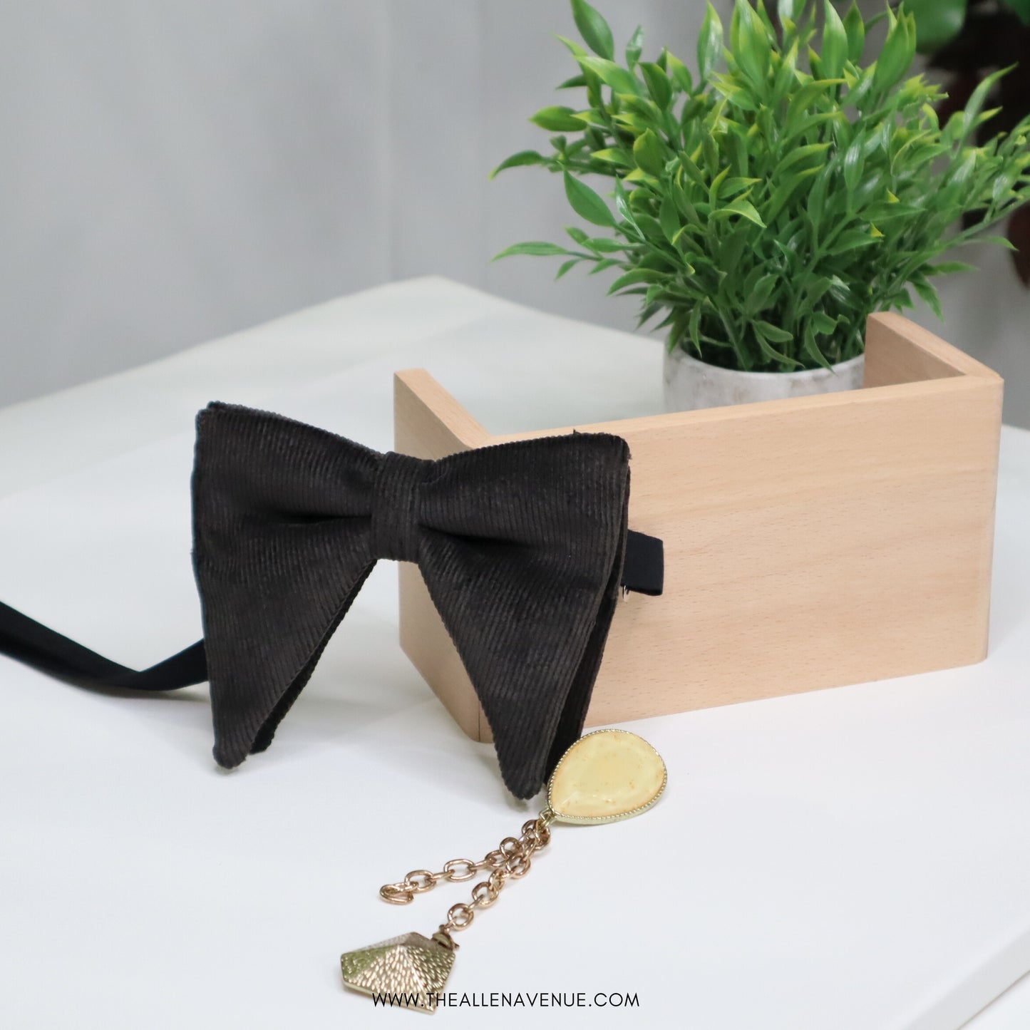 The Noir Corduroy Pointy Bow-Tie