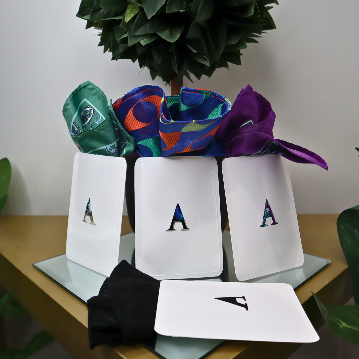 Avenue Man 4pcs Pocket Square & Pocket Round Set #1