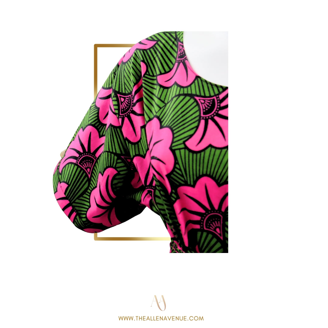 Ade Pleated Midi Ankara Dress