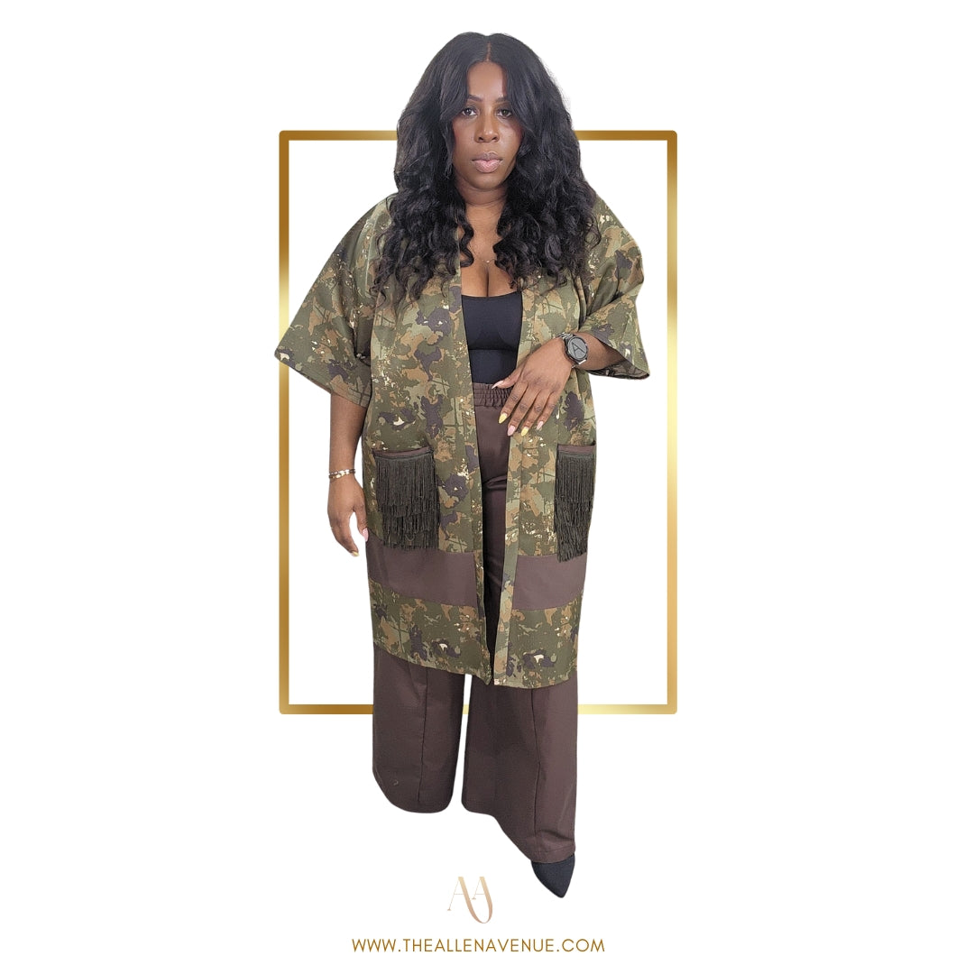 Sage Battlion Midi Kimono