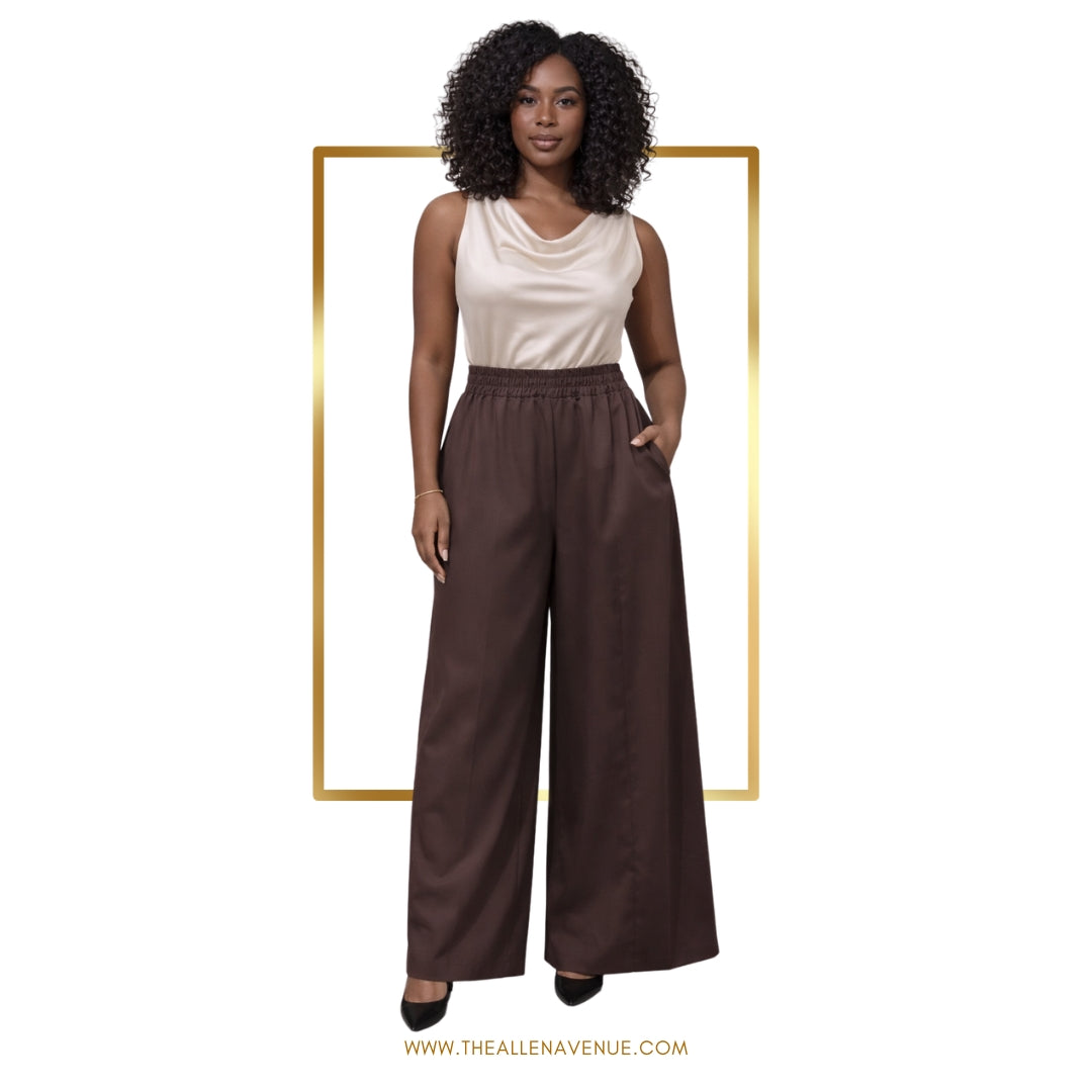 Mocha Luxe High Waist - Wide Leg Pants