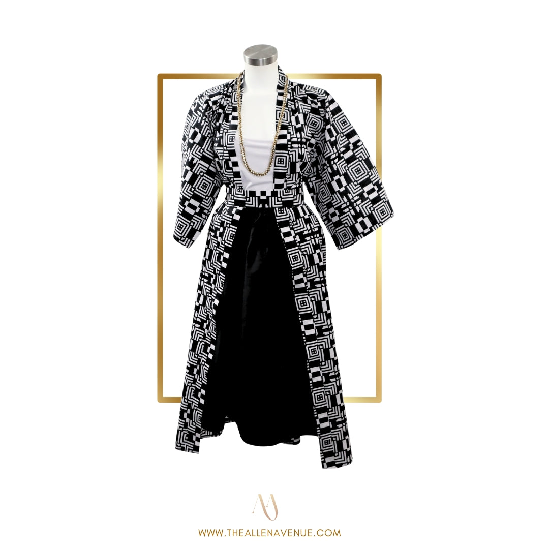 Black Mosaic Ankara Kimono