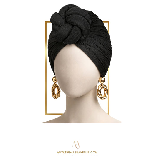Black Pre-Tied Topknot Headwrap