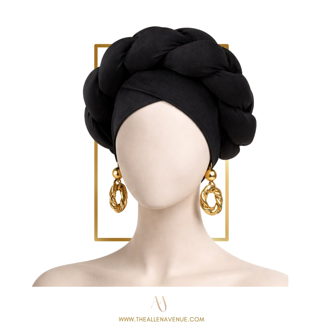 Black Braided Turban Headwrap