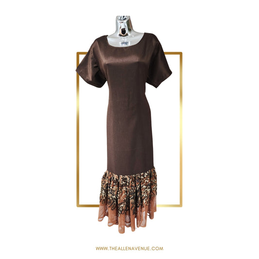 The Bronze Essence Shift Ruffle Dress