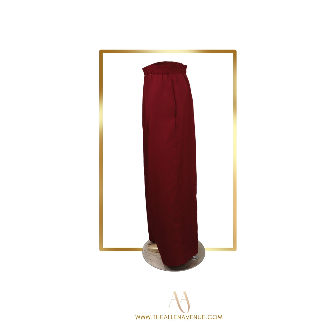 Burgundy High-Waist Wide Leg Pants