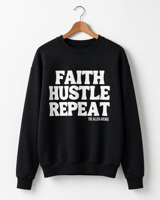 Faith. Hustle. Repeat. Black Crewneck Sweater - Unisex