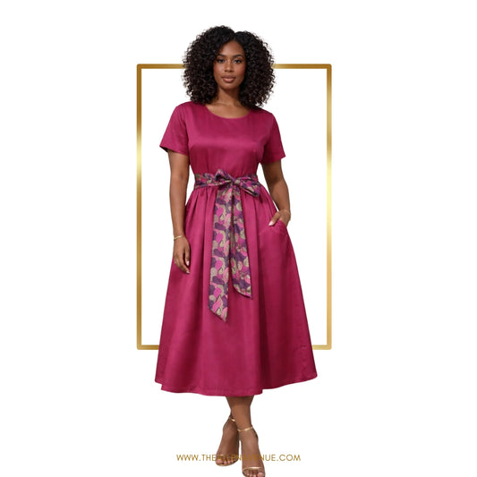 Fuschia Pleated Midi Dress
