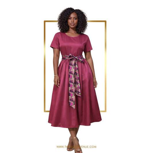 Fuschia Pleated Midi Dress