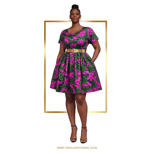 Kelly Green Mini Ankara Dress