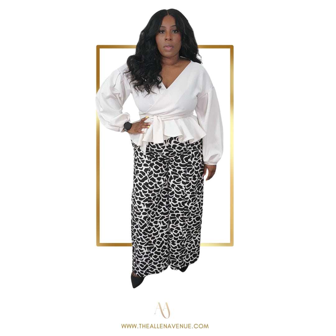 Lady Leopard Wide-Leg High Waist Pants