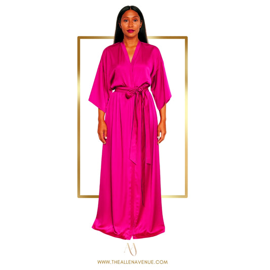 Lady Magenta Long Elegant Wrap Dress