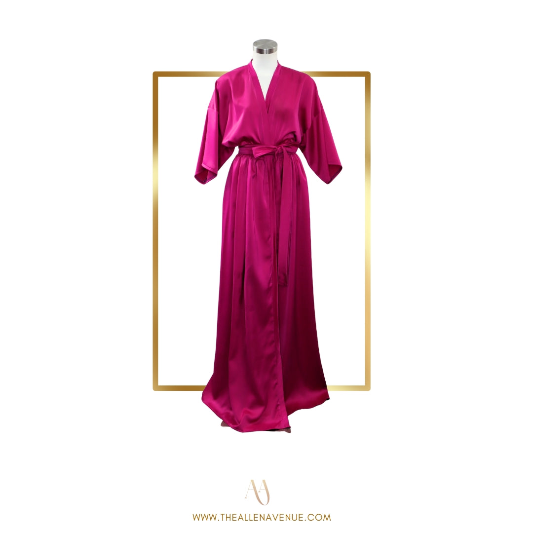 Lady Magenta Long Elegant Wrap Dress