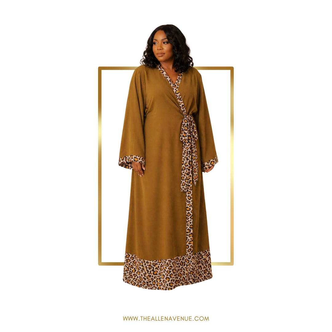 Olive Leopard Luxe Robe