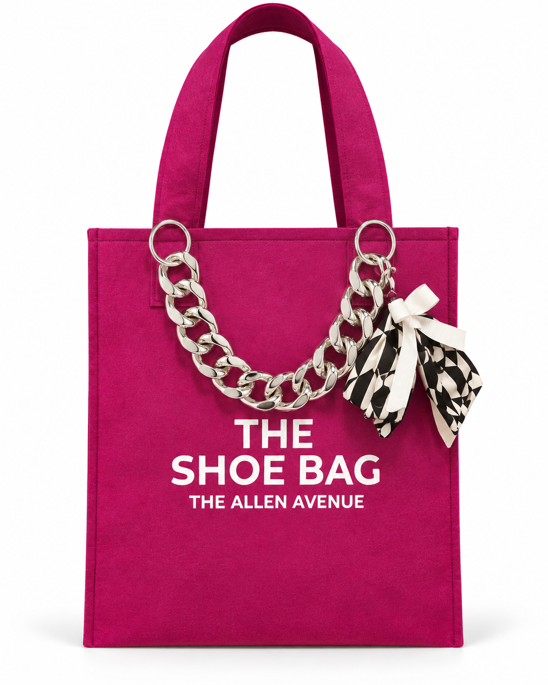 The Shoe Bag - Fushia Black and White Pattern | Medium