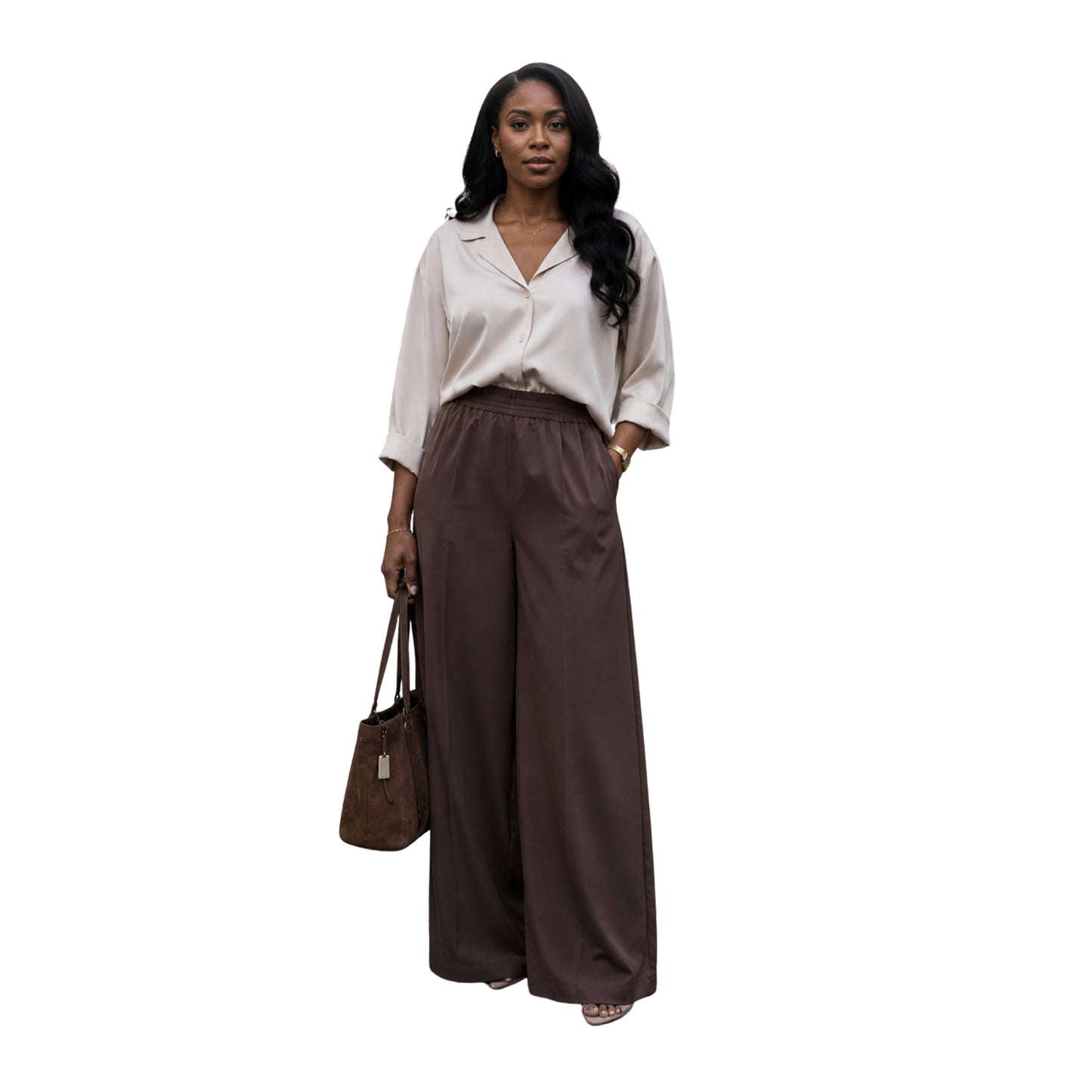 Mocha Luxe High Waist - Wide Leg Pants