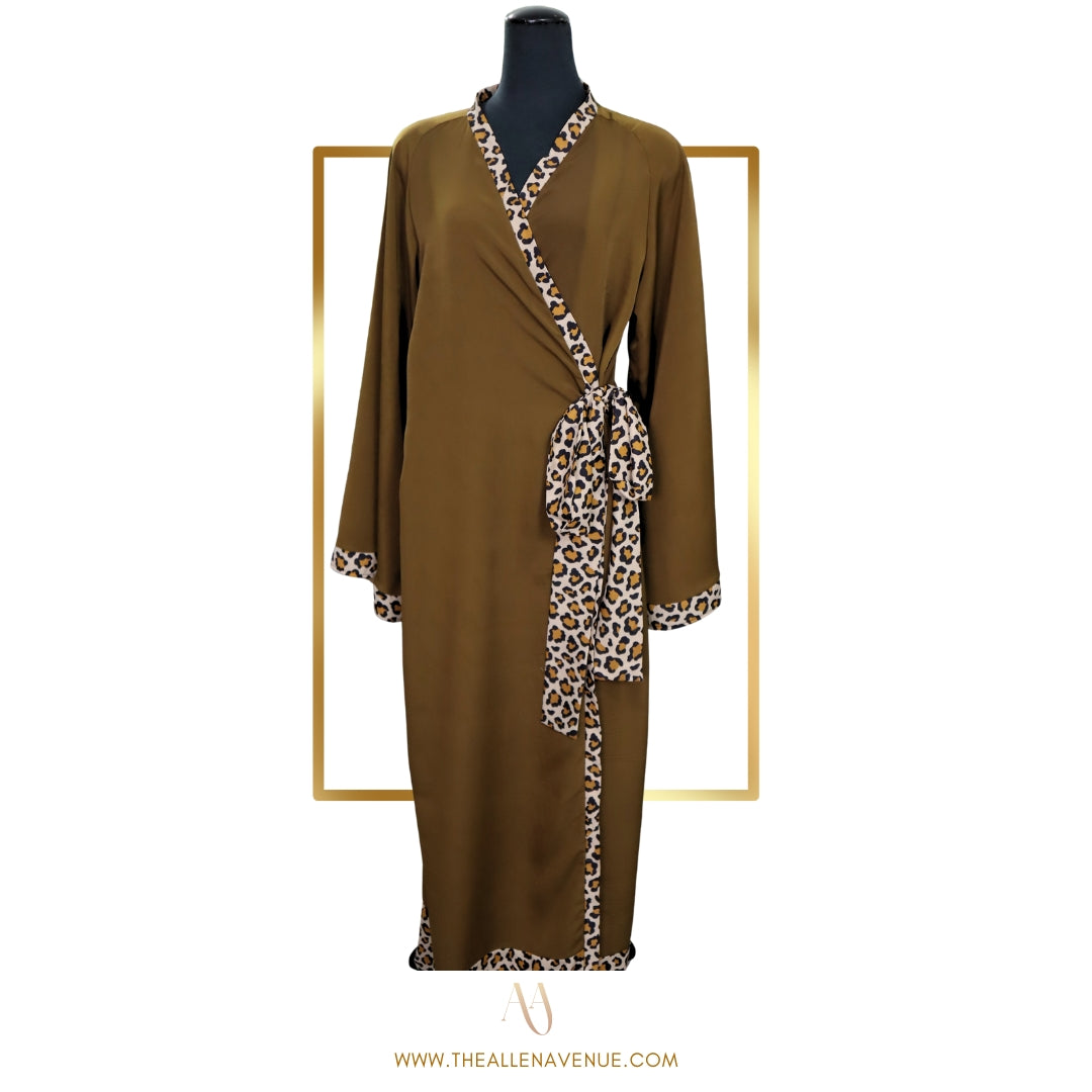 Olive Leopard Luxe Robe