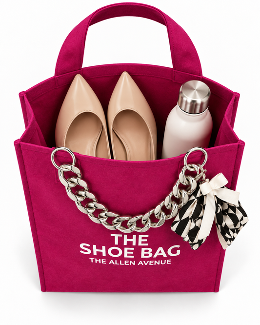 The Shoe Bag - Fushia Black and White Pattern | Medium
