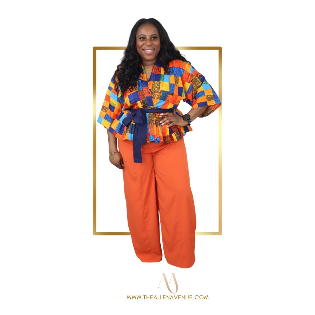 Orange High-Waist Wide Leg Pants