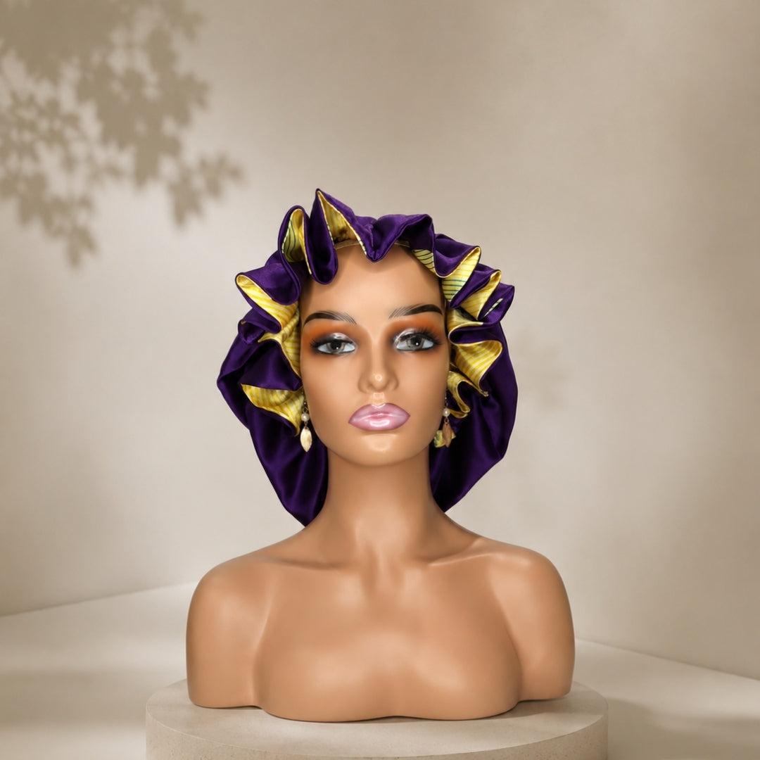 Purple Royale Double Lined Satin Bonnet