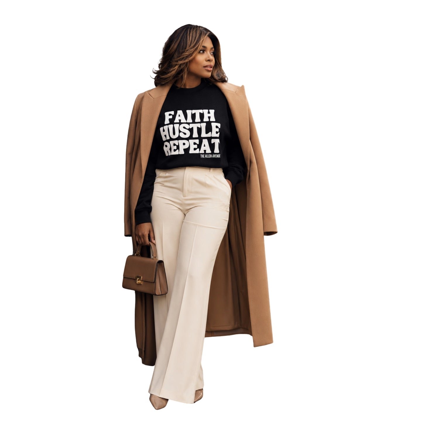 Faith. Hustle. Repeat. Black Crewneck Sweater - Unisex