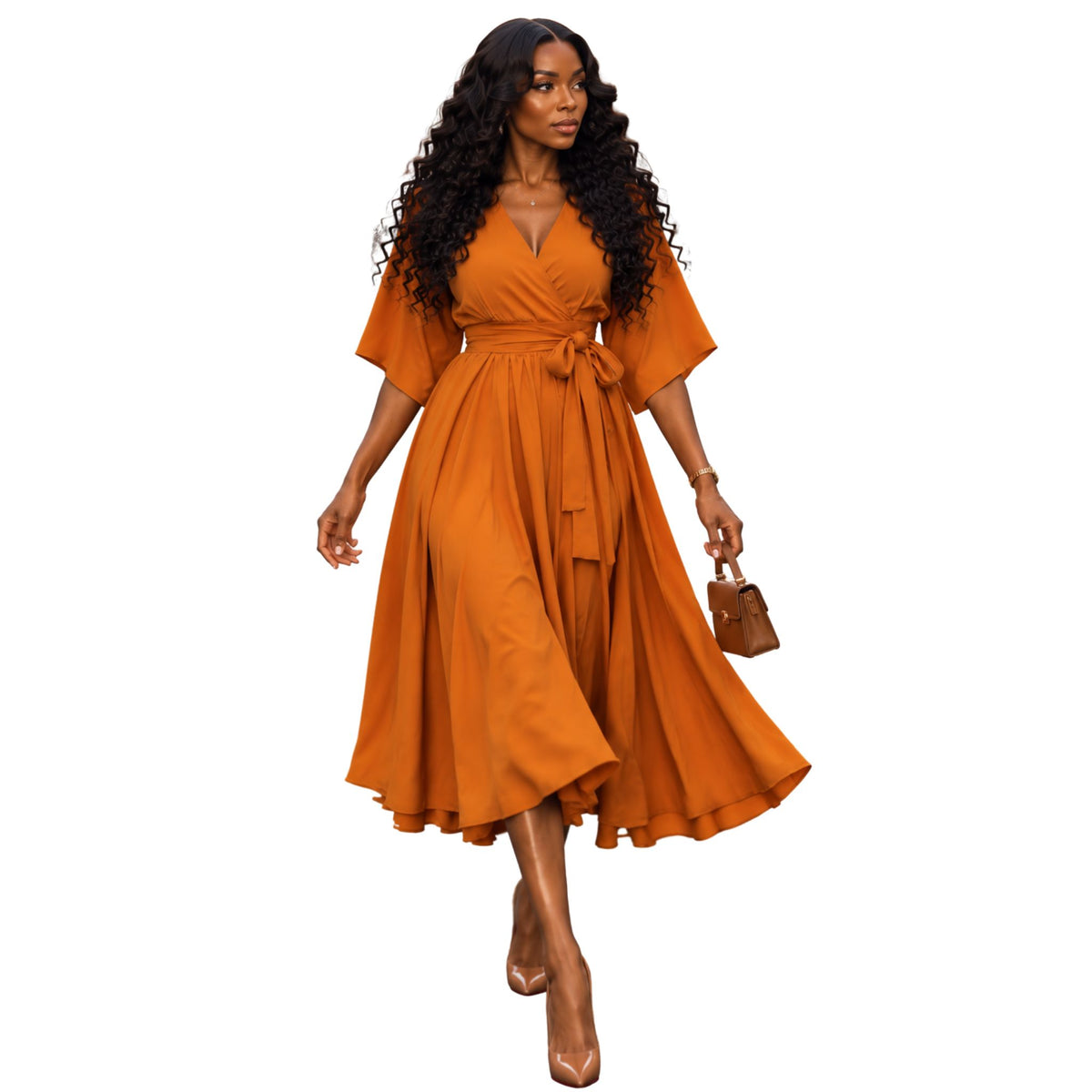 The Terracotta Bloom Wrap Dress