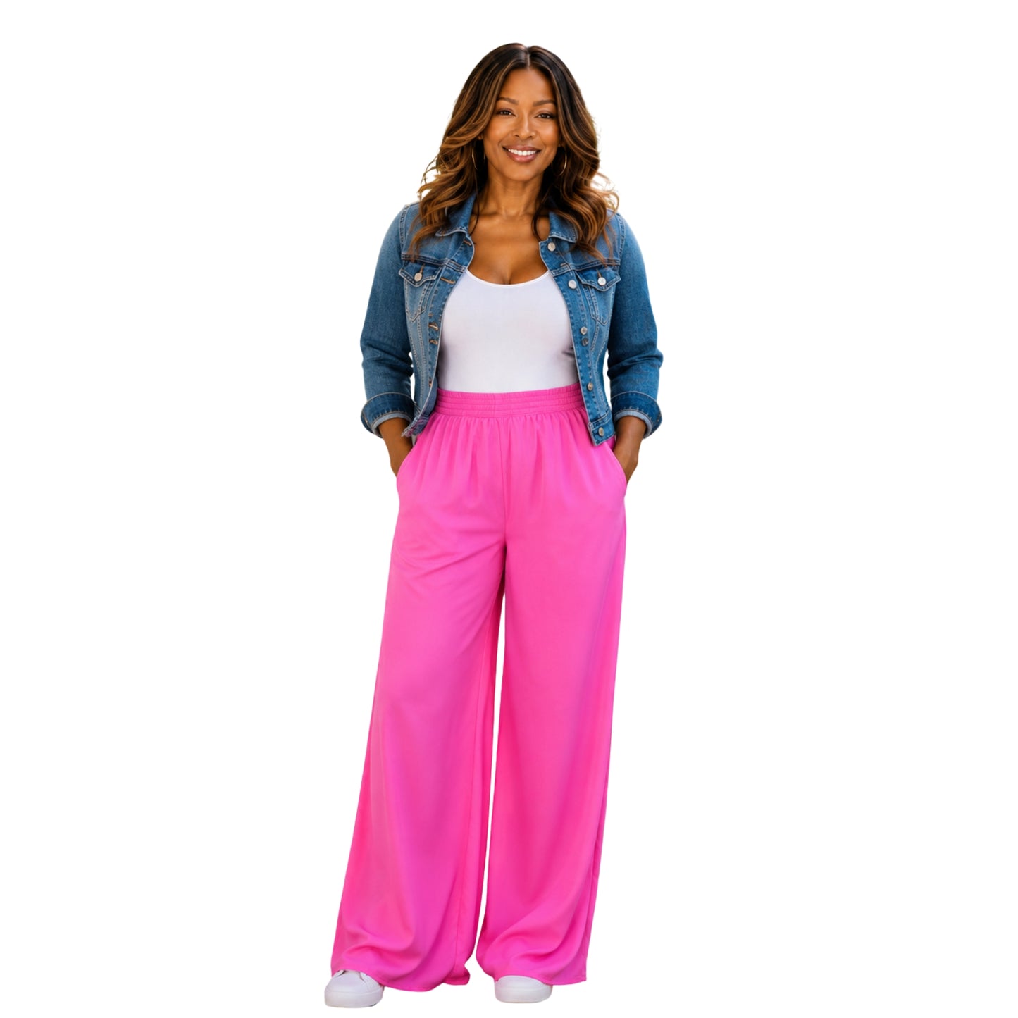 The Papaya Bloom High-Waist Wide Leg Pants