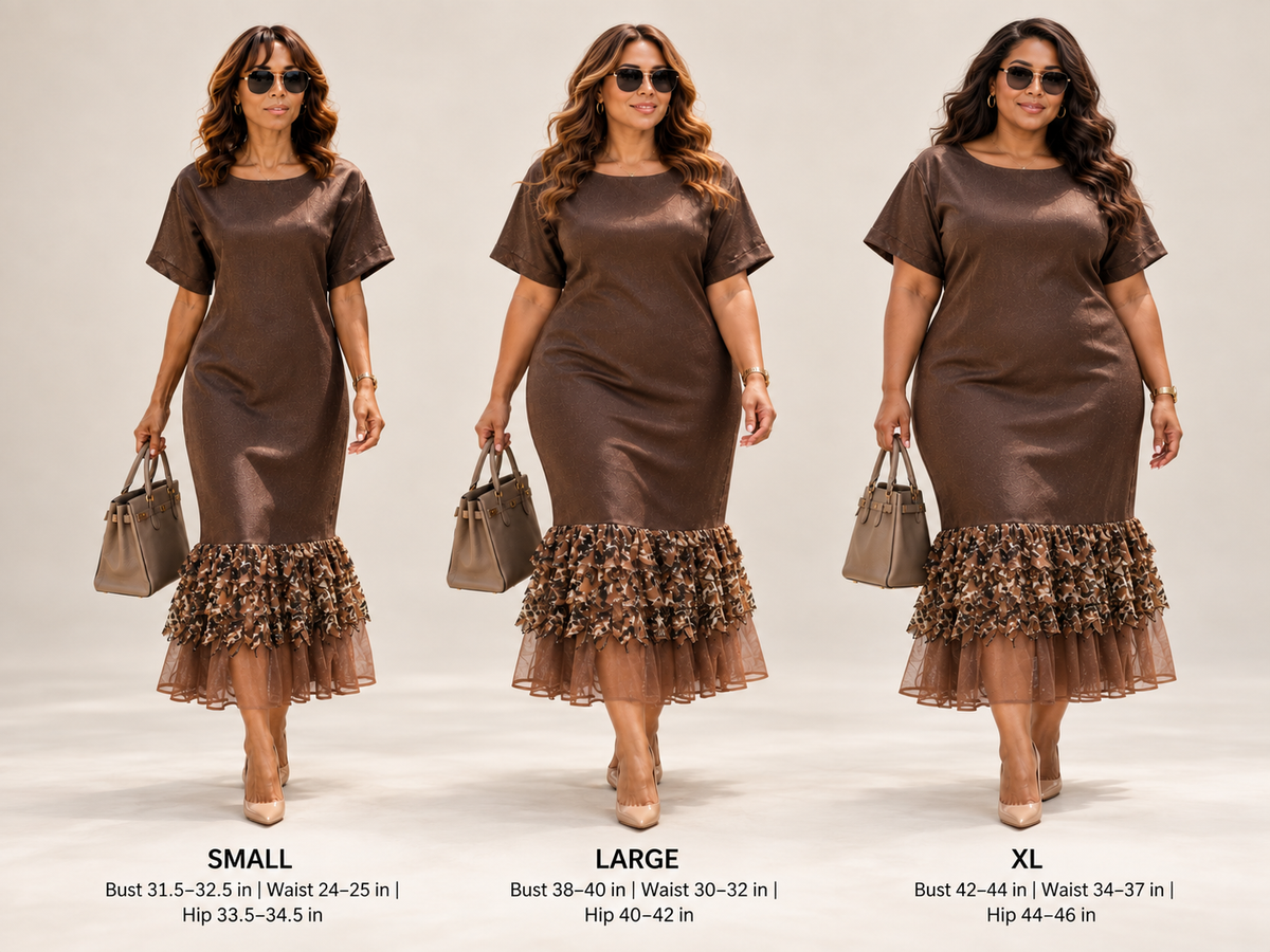 The Bronze Essence Shift Ruffle Dress