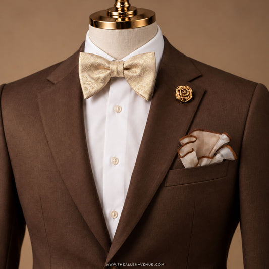 The Montclair Champagne Self-Tie Bow-Tie Set
