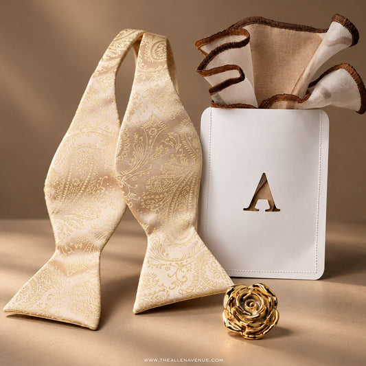 The Montclair Champagne Self-Tie Bow-Tie Set