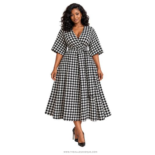 The Vivienne Houndstooth Wrap Dress