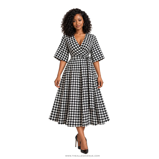 The Vivienne Houndstooth Wrap Dress