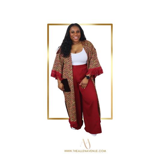 Velvet Texture Fringe Kimono