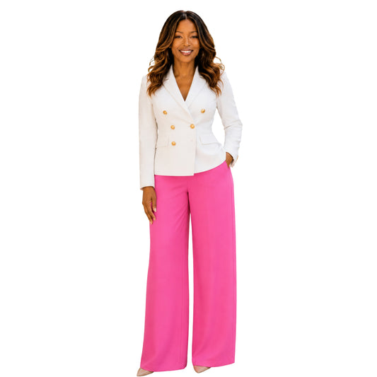 The Papaya Bloom High-Waist Wide Leg Pants